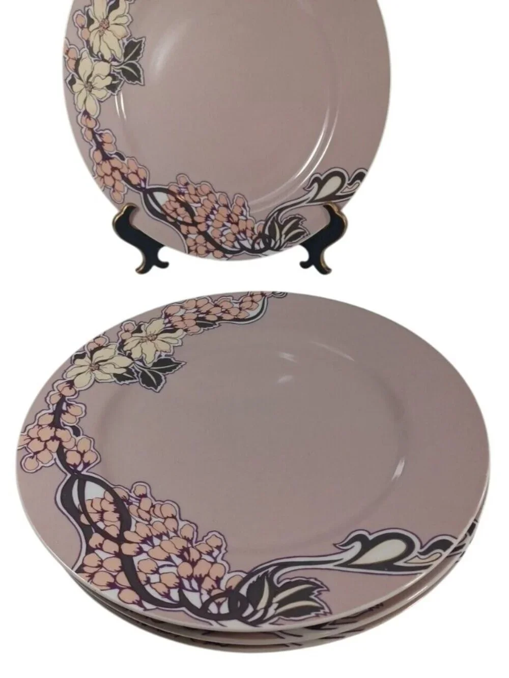 4 Georges Briard Floral Parisienne Art Nouveau Wisteria Floral Dinner Plates